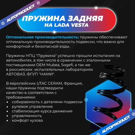Пружина задняя холодной навивки ВАЗ ВЕСТА, седан, 2015 г. OEM 8450006758 (компл.)
